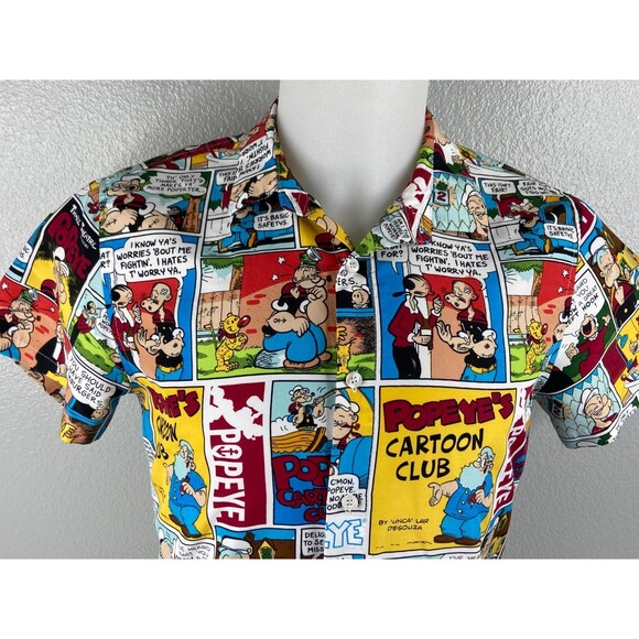Phat Farm Men Medium Button Front Shirt Popeye The Sailor Cartoon Novelty - Picture 2 of 8